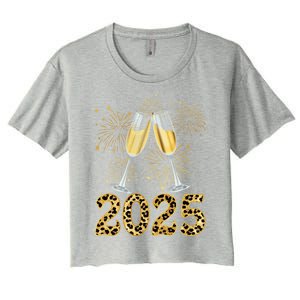 Happy New Year 2025 Champagne Fireworks New Years Eve Party Gift Women's Crop Top Tee