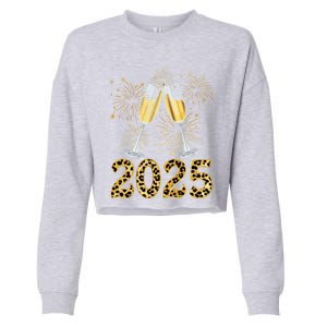 Happy New Year 2025 Champagne Fireworks New Years Eve Party Gift Cropped Pullover Crew