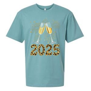 Happy New Year 2025 Champagne Fireworks New Years Eve Party Gift Sueded Cloud Jersey T-Shirt