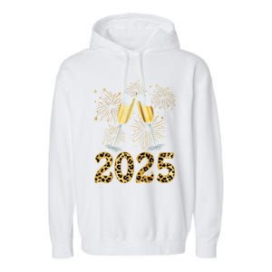 Happy New Year 2025 Champagne Fireworks New Years Eve Party Gift Garment-Dyed Fleece Hoodie