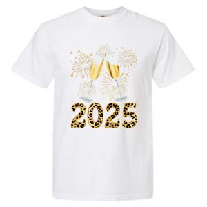 Happy New Year 2025 Champagne Fireworks New Years Eve Party Gift Garment-Dyed Heavyweight T-Shirt