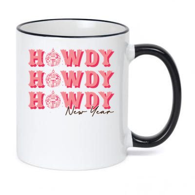 Howdy New Year Disco Balls Pink Retro Western Hello 2024 Gift 11oz Black Color Changing Mug