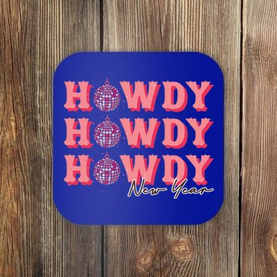 Howdy New Year Disco Balls Pink Retro Western Hello 2024 Gift Coaster