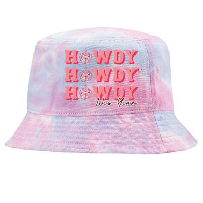 Howdy New Year Disco Balls Pink Retro Western Hello 2024 Gift Tie-Dyed Bucket Hat