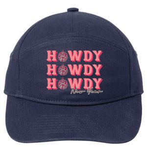 Howdy New Year Disco Balls Pink Retro Western Hello 2024 Gift 7-Panel Snapback Hat