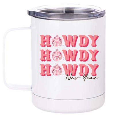 Howdy New Year Disco Balls Pink Retro Western Hello 2024 Gift 12 oz Stainless Steel Tumbler Cup