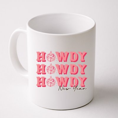 Howdy New Year Disco Balls Pink Retro Western Hello 2024 Gift Coffee Mug