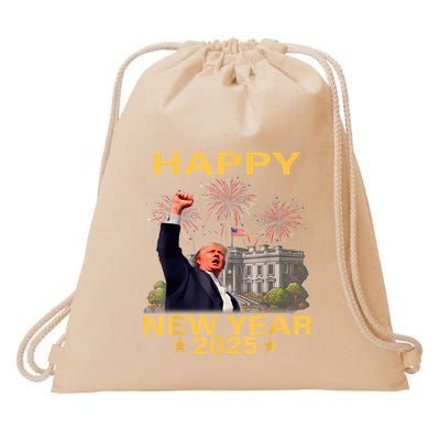 Happy New Year 2025 Funny Trump New Year New America Drawstring Bag