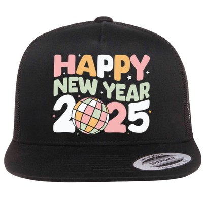 Happy New Year 2025 Holiday Flat Bill Trucker Hat