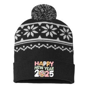 Happy New Year 2025 Holiday USA-Made Snowflake Beanie