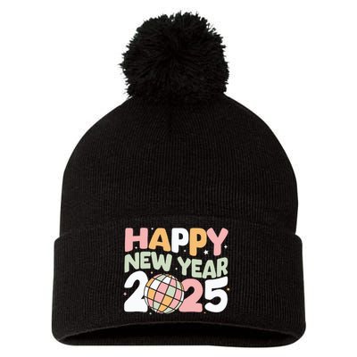 Happy New Year 2025 Holiday Pom Pom 12in Knit Beanie