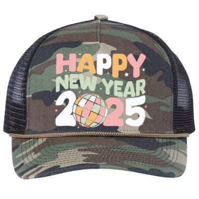 Happy New Year 2025 Holiday Retro Rope Trucker Hat Cap