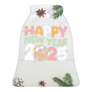 Happy New Year 2025 Holiday Ceramic Bell Ornament