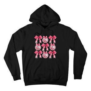 Happy New Year 2025 Disco Ball Coquette Bow Family Tall Hoodie