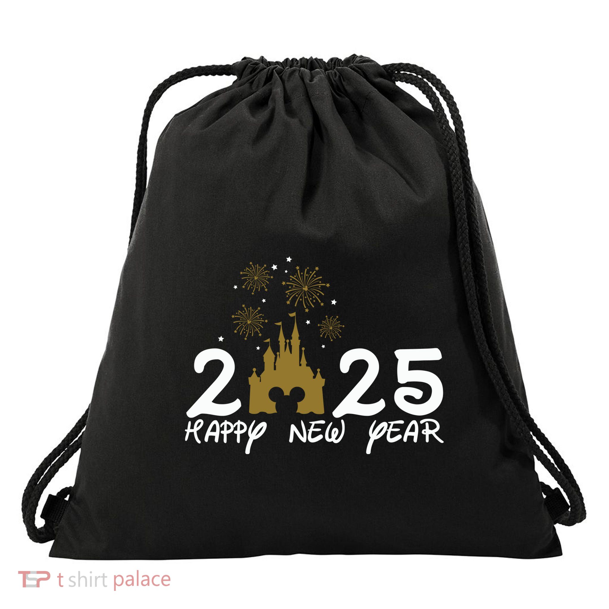 Happy New Year 2025 Magical Castle Drawstring Bag