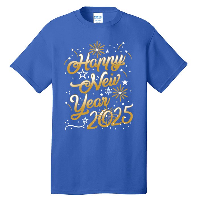 Happy New Year 2025 Confetti Fireworks New Years Eve Party Gift Tall T-Shirt