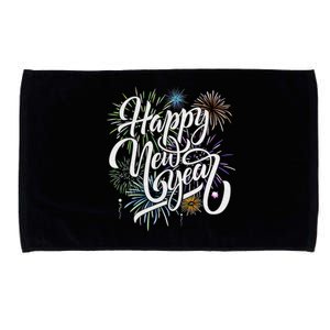 Happy New Year 2025 Fireworks New Years Eve Party Matching Meaningful Gift Microfiber Hand Towel