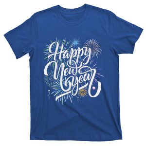 Happy New Year 2025 Fireworks New Years Eve Party Matching Meaningful Gift T-Shirt