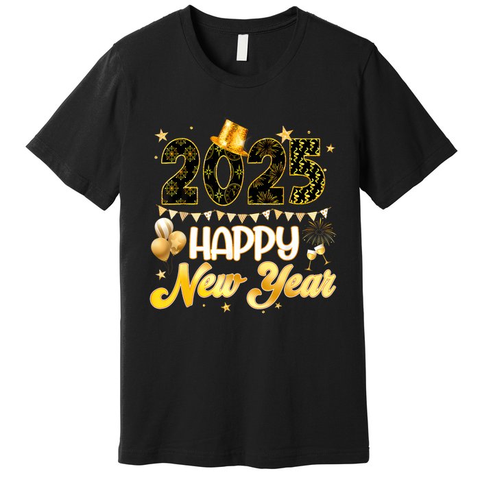 Happy New Year Party 2025 Ballon Family Matching Premium T-Shirt