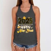 Happy New Year Party 2025 Ballon Family Matching Women's Knotted Racerback Tank