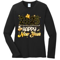 Happy New Year Party 2025 Ballon Family Matching Ladies Long Sleeve Shirt