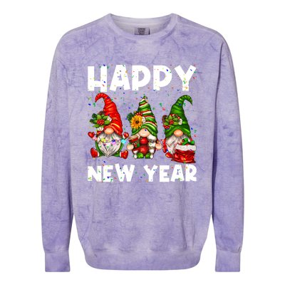 Happy New Year 2025 Gnomes Confetti New Years Eve Party Cute Gift Colorblast Crewneck Sweatshirt