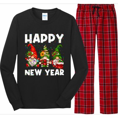 Happy New Year 2025 Gnomes Confetti New Years Eve Party Cute Gift Long Sleeve Pajama Set