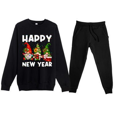 Happy New Year 2025 Gnomes Confetti New Years Eve Party Cute Gift Premium Crewneck Sweatsuit Set