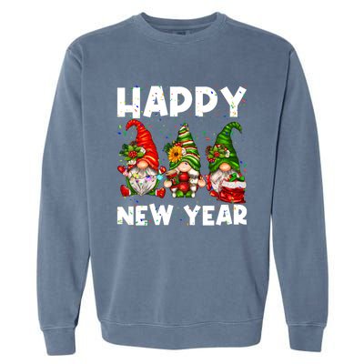 Happy New Year 2025 Gnomes Confetti New Years Eve Party Cute Gift Garment-Dyed Sweatshirt