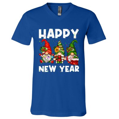 Happy New Year 2025 Gnomes Confetti New Years Eve Party Cute Gift V-Neck T-Shirt