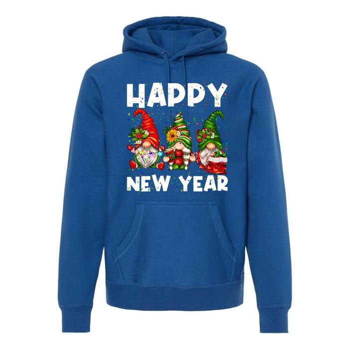 Happy New Year 2025 Gnomes Confetti New Years Eve Party Cute Gift Premium Hoodie