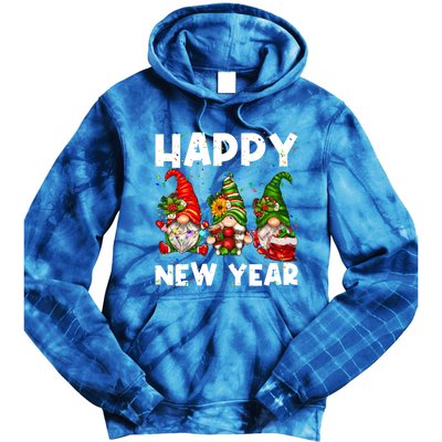 Happy New Year 2025 Gnomes Confetti New Years Eve Party Cute Gift Tie Dye Hoodie