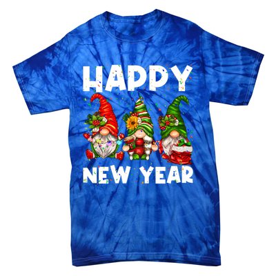 Happy New Year 2025 Gnomes Confetti New Years Eve Party Cute Gift Tie-Dye T-Shirt