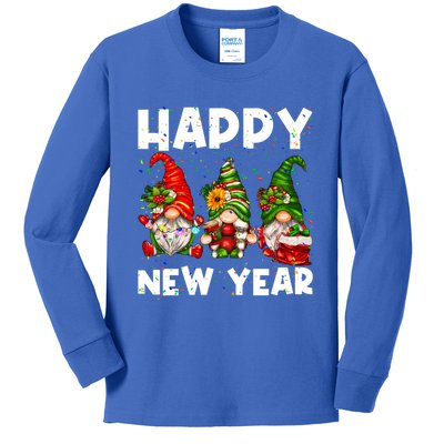 Happy New Year 2025 Gnomes Confetti New Years Eve Party Cute Gift Kids Long Sleeve Shirt