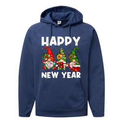 Happy New Year 2025 Gnomes Confetti New Years Eve Party Cute Gift Performance Fleece Hoodie