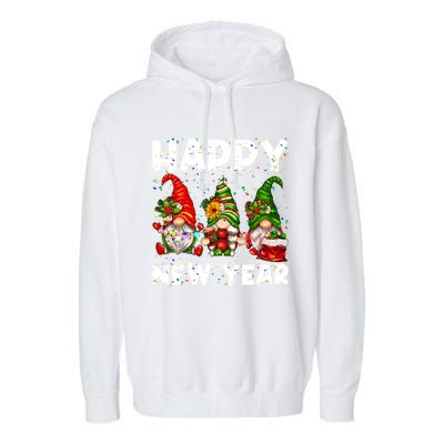 Happy New Year 2025 Gnomes Confetti New Years Eve Party Cute Gift Garment-Dyed Fleece Hoodie