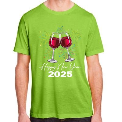 Happy New Year 2025 Wine Glass Fireworks New Years Eve Party Gift Adult ChromaSoft Performance T-Shirt