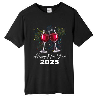 Happy New Year 2025 Wine Glass Fireworks New Years Eve Party Gift Tall Fusion ChromaSoft Performance T-Shirt