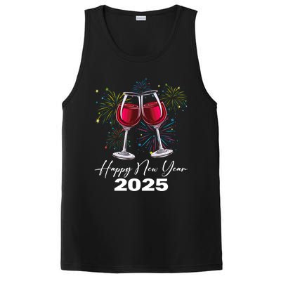 Happy New Year 2025 Wine Glass Fireworks New Years Eve Party Gift PosiCharge Competitor Tank