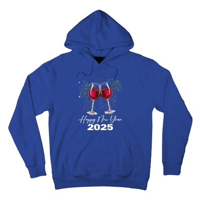 Happy New Year 2025 Wine Glass Fireworks New Years Eve Party Gift Hoodie