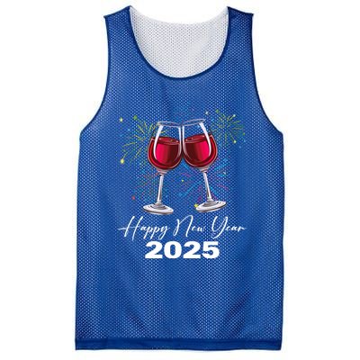 Happy New Year 2025 Wine Glass Fireworks New Years Eve Party Gift Mesh Reversible Basketball Jersey Tank