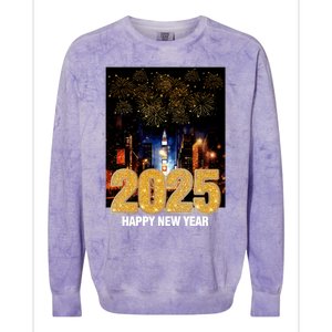 Happy New Year 2025 New York City Fireworks New Years Eve Meaningful Gift Colorblast Crewneck Sweatshirt