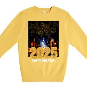 Happy New Year 2025 New York City Fireworks New Years Eve Meaningful Gift Premium Crewneck Sweatshirt