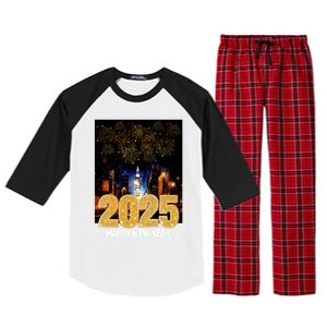 Happy New Year 2025 New York City Fireworks New Years Eve Meaningful Gift Raglan Sleeve Pajama Set