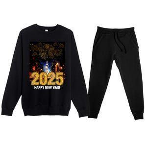 Happy New Year 2025 New York City Fireworks New Years Eve Meaningful Gift Premium Crewneck Sweatsuit Set