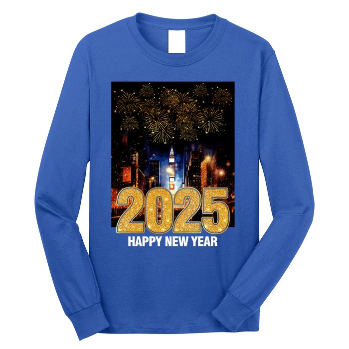 Happy New Year 2025 New York City Fireworks New Years Eve Meaningful Gift Long Sleeve Shirt