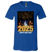 Happy New Year 2025 New York City Fireworks New Years Eve Meaningful Gift V-Neck T-Shirt