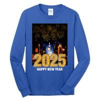 Happy New Year 2025 New York City Fireworks New Years Eve Meaningful Gift Tall Long Sleeve T-Shirt