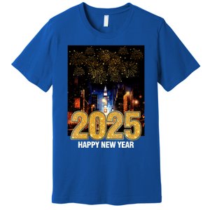 Happy New Year 2025 New York City Fireworks New Years Eve Meaningful Gift Premium T-Shirt