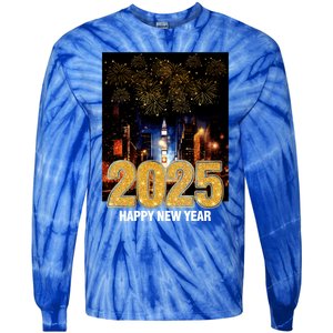 Happy New Year 2025 New York City Fireworks New Years Eve Meaningful Gift Tie-Dye Long Sleeve Shirt